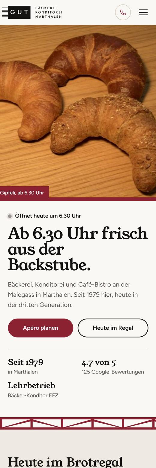 Bäckerei-Konditorei Gut, Handy-Ansicht