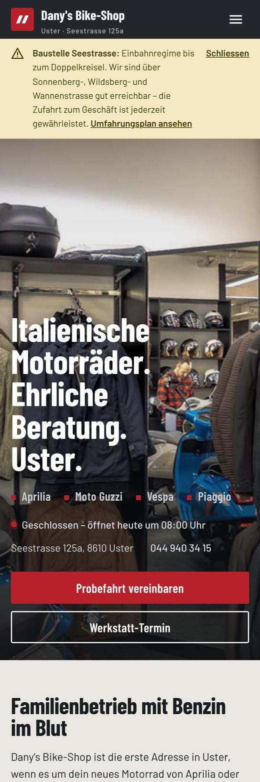 Dany's Bike-Shop, Handy-Ansicht