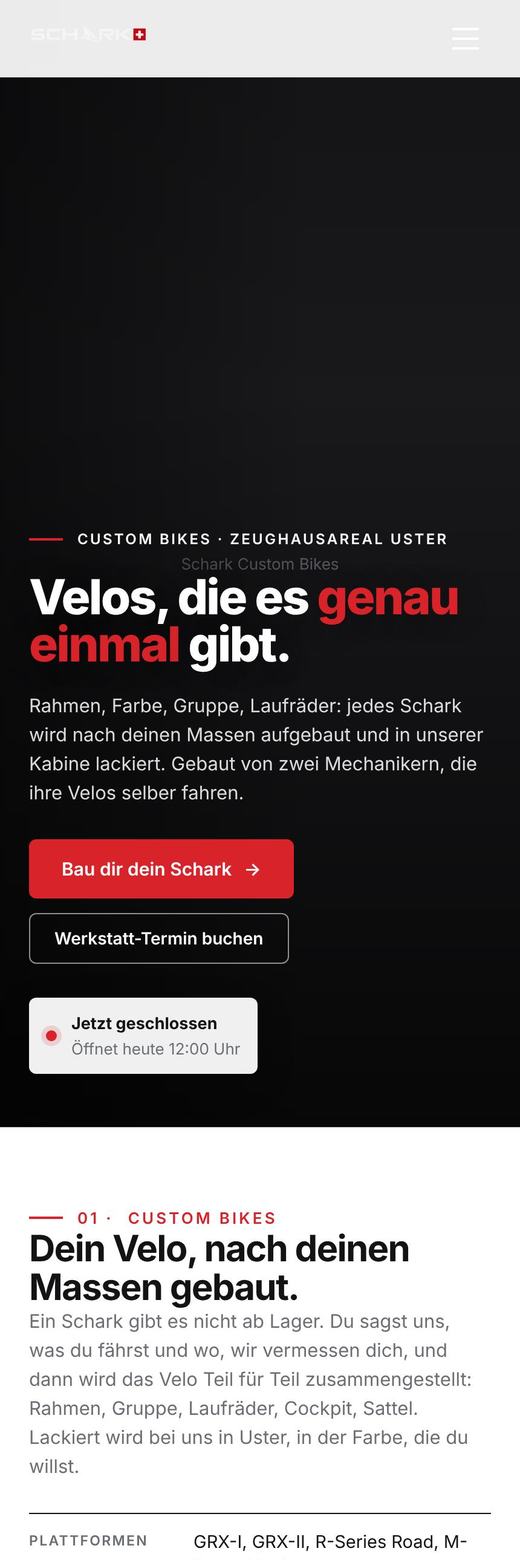 Schark Custom Bikes, Handy-Ansicht