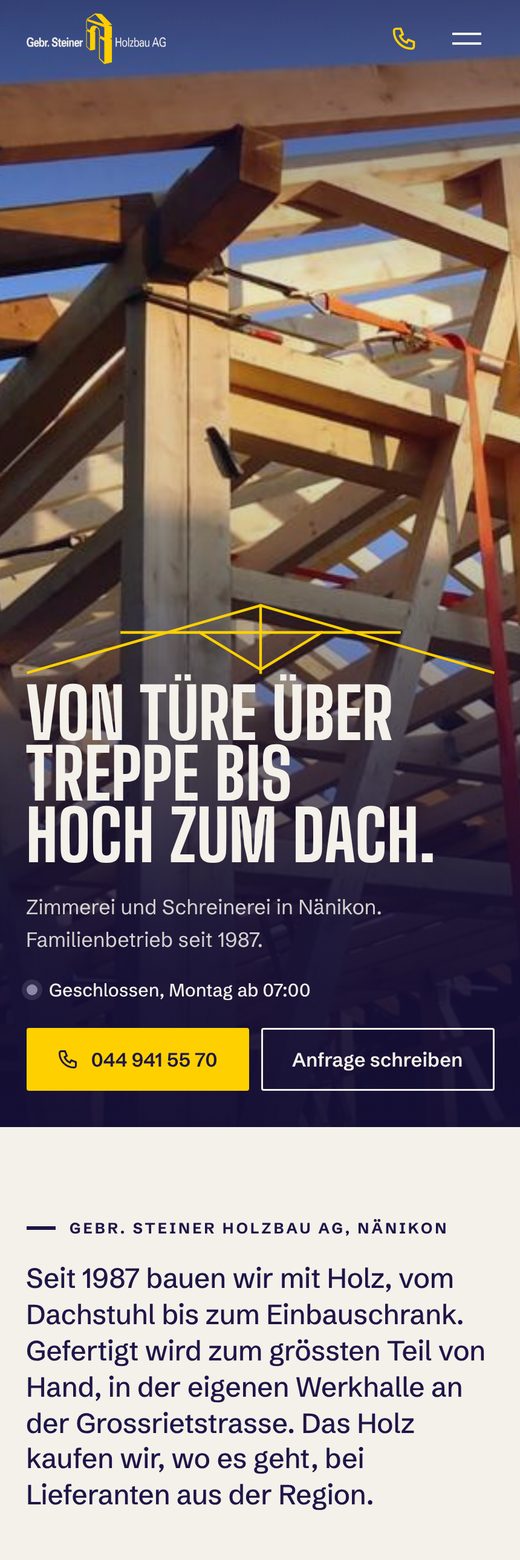 Gebr. Steiner Holzbau AG, Handy-Ansicht